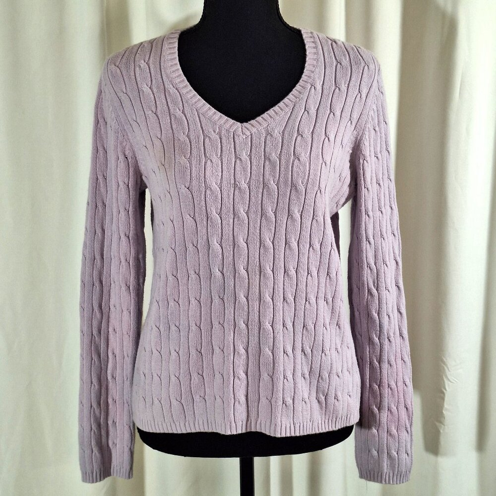 St. John’s Bay Classic Cable Knit Sweater Women’s Medium Lavender Light Purple - Picture 2 of 15